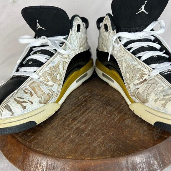 Nike Jordan Sneakers Mens 11.5 Dub Zero Black and White Gold Trim 311046-005 - Picture 9 of 16